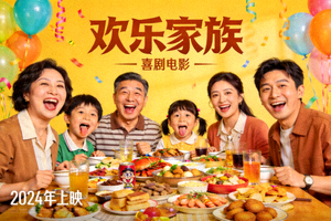 喜剧片《欢乐家族》海报：一家人搞笑聚餐场景